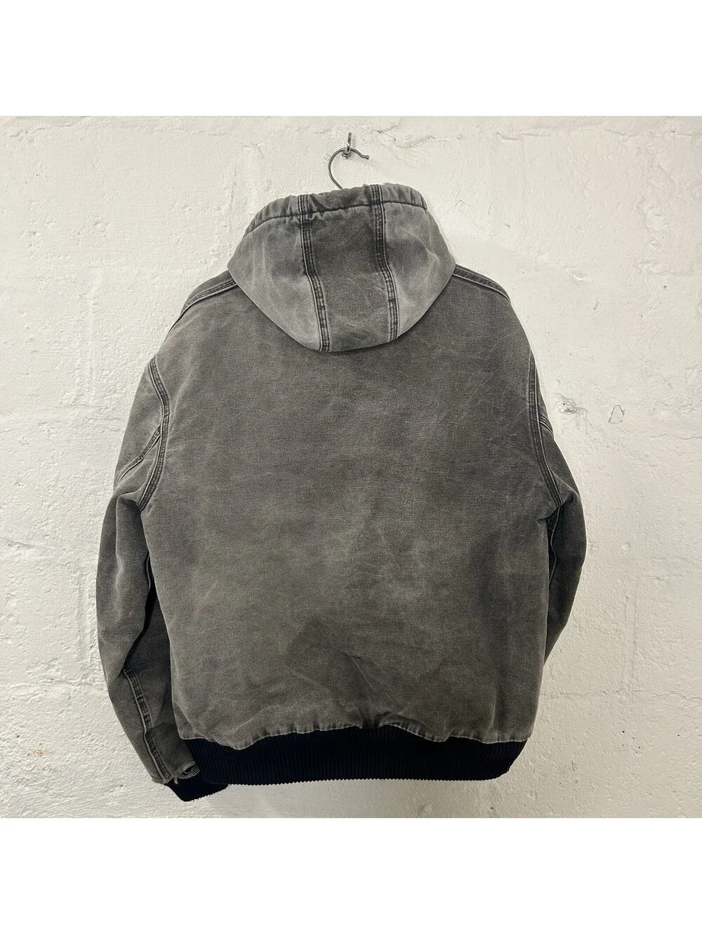 Vintage Faded Carhartt Quilted Hooded Active Jacket “Black”